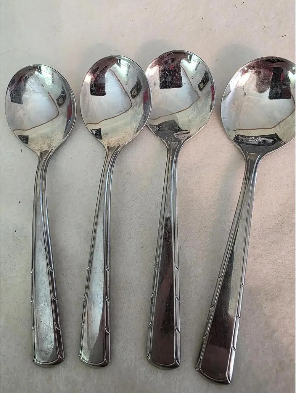 Imperial Lady Duff Stainless Oval Soup Spoons Set 4 IMILAD Discontinued Flatware